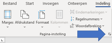 Pagina instelling in Word